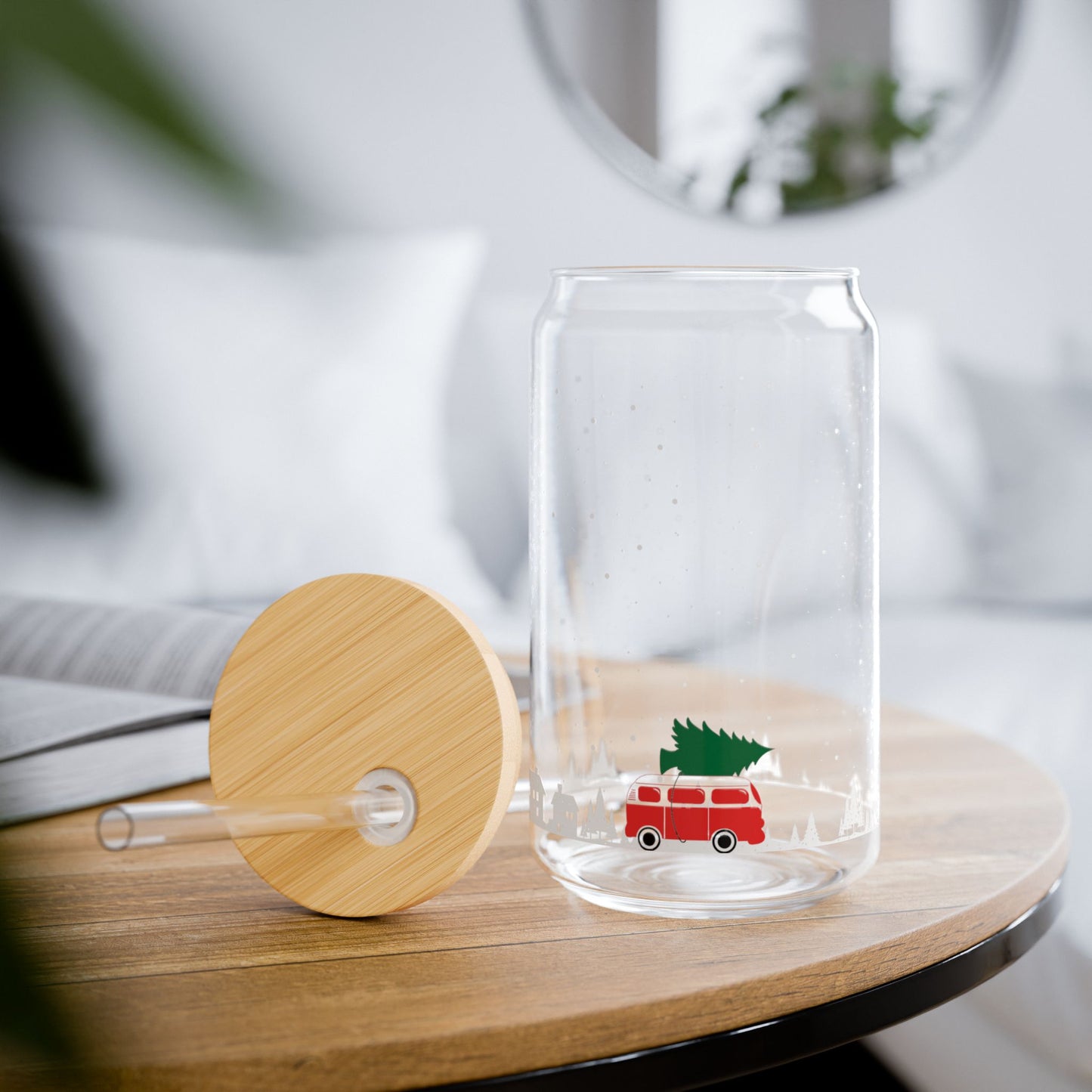 Christmas Minivan Sipper Glass
