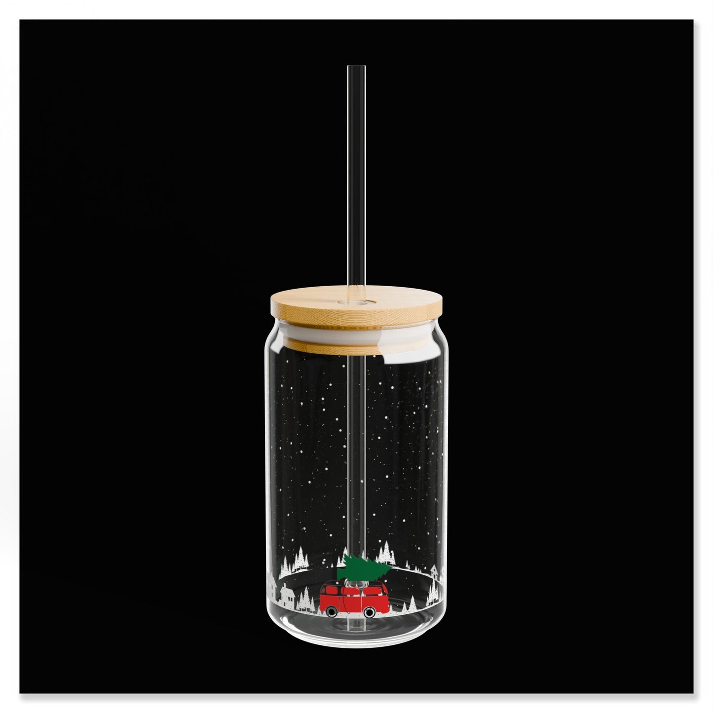 Christmas Minivan Sipper Glass