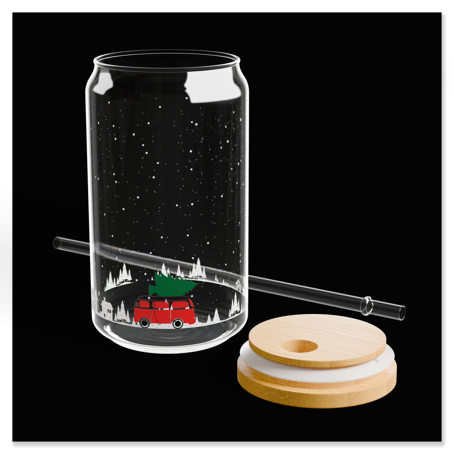 Christmas Minivan Sipper Glass